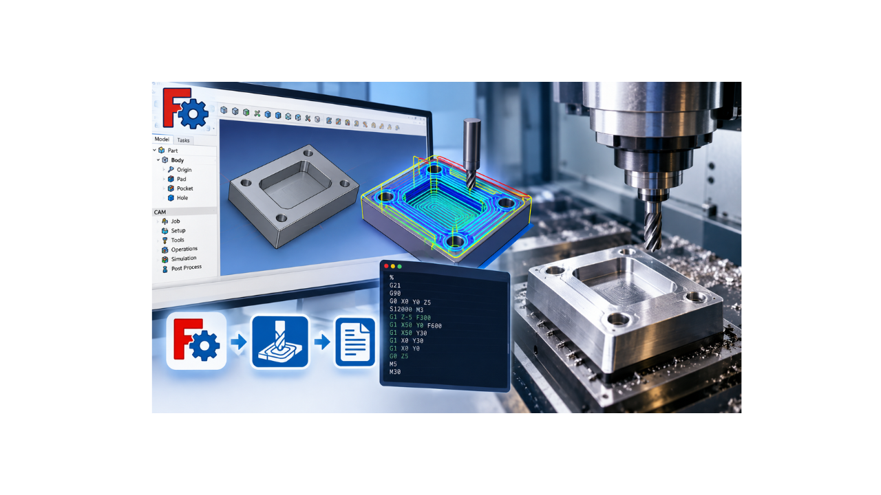 FreeCAD CAM in 2026: Generate CNC Toolpaths from a 3D Model 